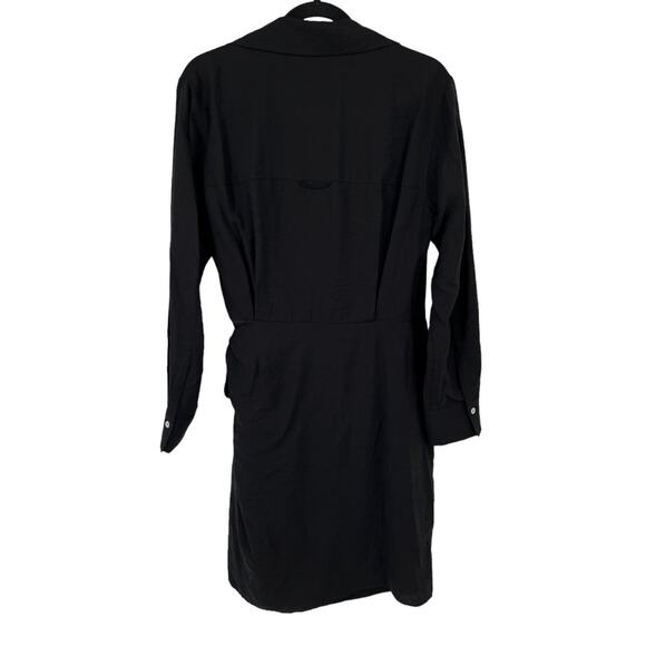 Vince Dress Long Sleeve wrap front shirt black Medium M - Picture 6 of 10